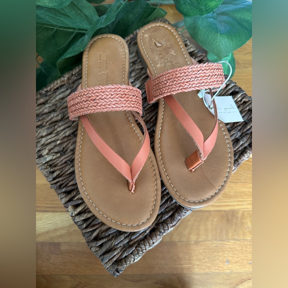 Mila Paoli Coral Braided Strap Thong Sandals 7.5